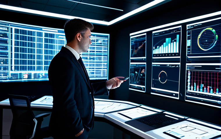 A professional fire safety engineer, fully clothed in a modest business suit, standing confidently in a sleek, modern control room. Large interactive screens display complex data visualizations of a building's real-time environmental data, occupancy trends, and predictive risk profiles, with glowing lines indicating data flow and AI analysis. The engineer's hands are resting on a console, looking at the screens with a focused, analytical expression. The environment is clean, futuristic, and brightly lit, conveying innovation and security. perfect anatomy, correct proportions, well-formed hands, proper finger count, natural body proportions, natural pose, safe for work, appropriate content, fully clothed, professional, high quality, professional photography, cinematic lighting.