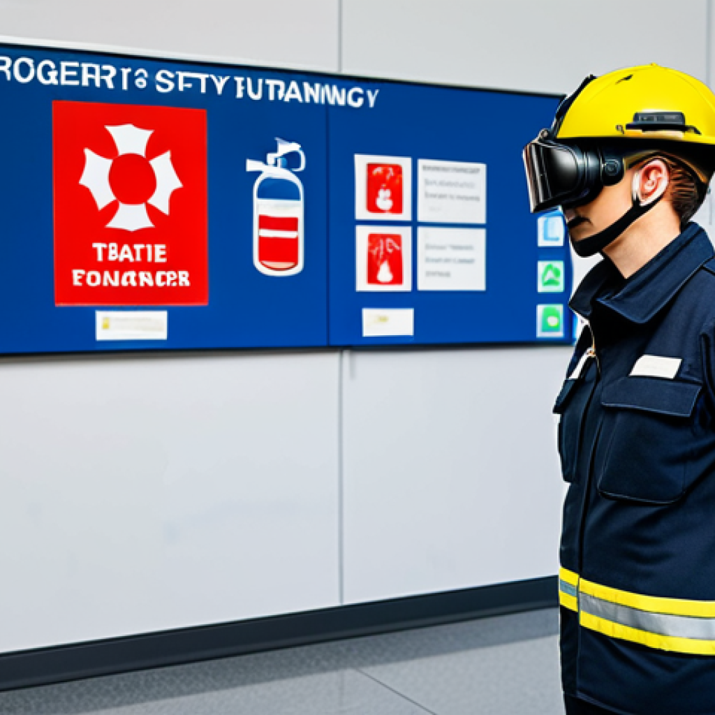 Fire Safety Training Simulation**

"A classroom scene depicting a fire safety training simulation. Firefighters are engaged in a virtual reality exercise, wearing appropriate safety gear and interacting with a digital interface. The instructor, a professional woman in a modest uniform, observes. The setting is a modern training facility with visible safety signage. fully clothed, safe for work, appropriate content, professional, perfect anatomy, correct proportions, well-formed hands, proper finger count, natural pose."

**