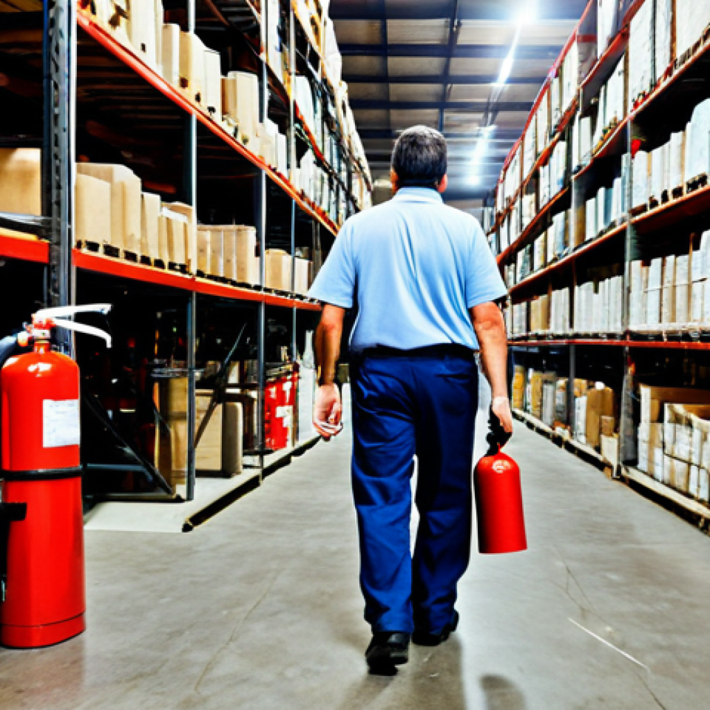 화재안전관리 직무에서 자주 발생하는 실수 - Neglected Fire Extinguisher Inspection**

"A cluttered warehouse scene. A fully clothed worker walks...
