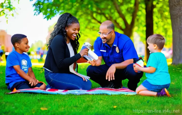 화재안전관리 직무에서 필요한 협력 기술 - A modern, brightly lit command center where a diverse team of fire safety experts, urban planners, a... 화재안전관리 직무에서 필요한 협력 기술 - A modern, brightly lit command center where a diverse team of fire safety experts, urban planners, a...