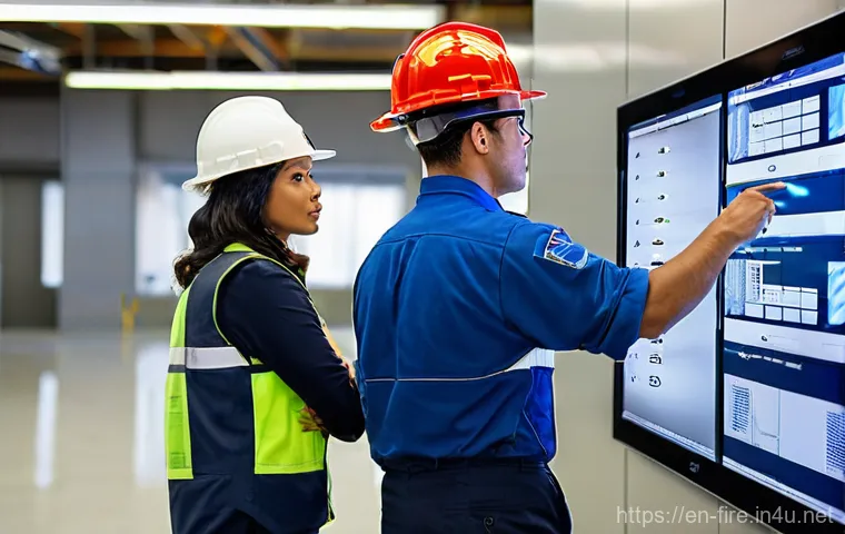 화재안전관리기술자 실습 과정 정리 - **Prompt:** A diverse group of professional fire safety technicians, male and female, of varying eth...