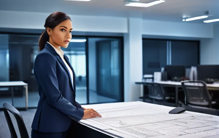 화재안전관리기술자의 국가별 연봉 비교 - **Prompt: The Meticulous Fire Safety Engineer**
"A highly detailed, realistic image of a female ...