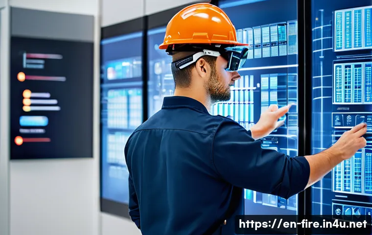 화재안전관리 기술자의 직무에서의 성과 분석 - **Prompt:** A focused fire safety technician, mid-30s, wearing a modern, clean fire safety uniform w...