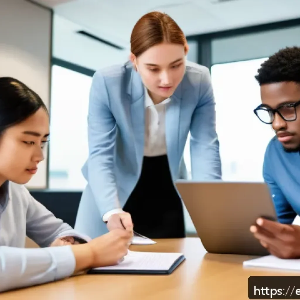 화재안전관리기술자 시험 대비 스터디 운영법 - A diverse group of four young adults gathered around a modern conference table in a bright study roo...