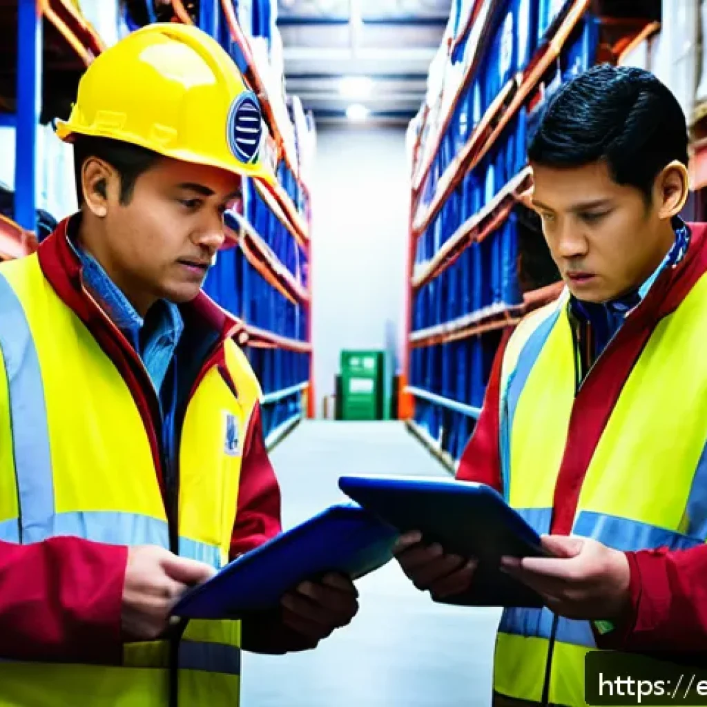 화재안전관리 업무 사례 모음 - A modern commercial facility fire safety team conducting a comprehensive hazard identification surve...
